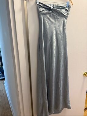 Women's Silver Strapless Maxi Skirt